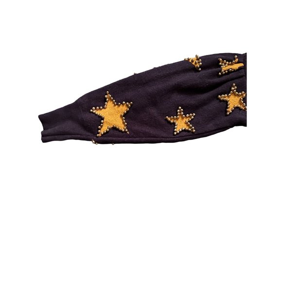 Rare Navy Beaded Gold Start Sweater - M - Picture 4 of 6